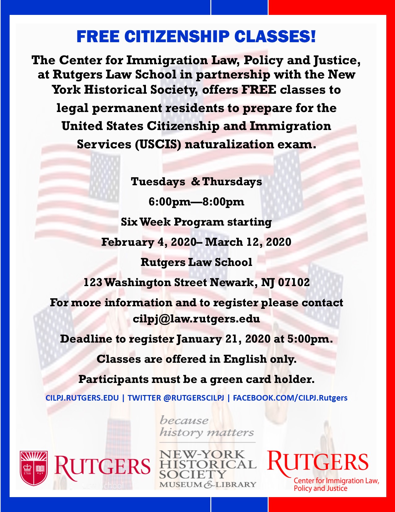 Free Citizenship Classes flyer